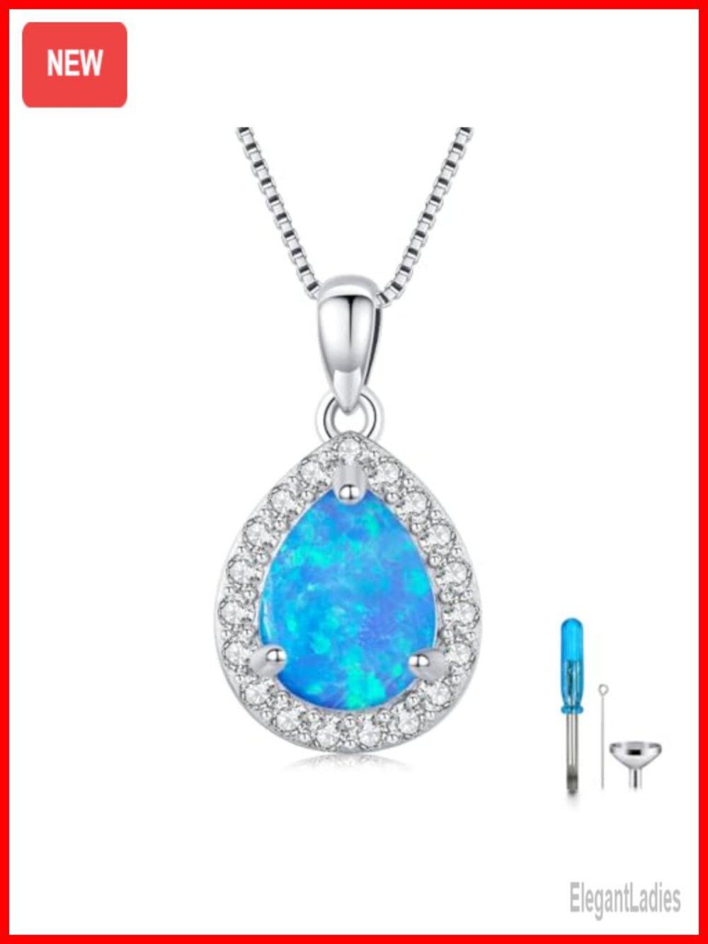 925 Sterling Silver Urn Necklace for Ashes Opal Cremation Jewelry Keepsake